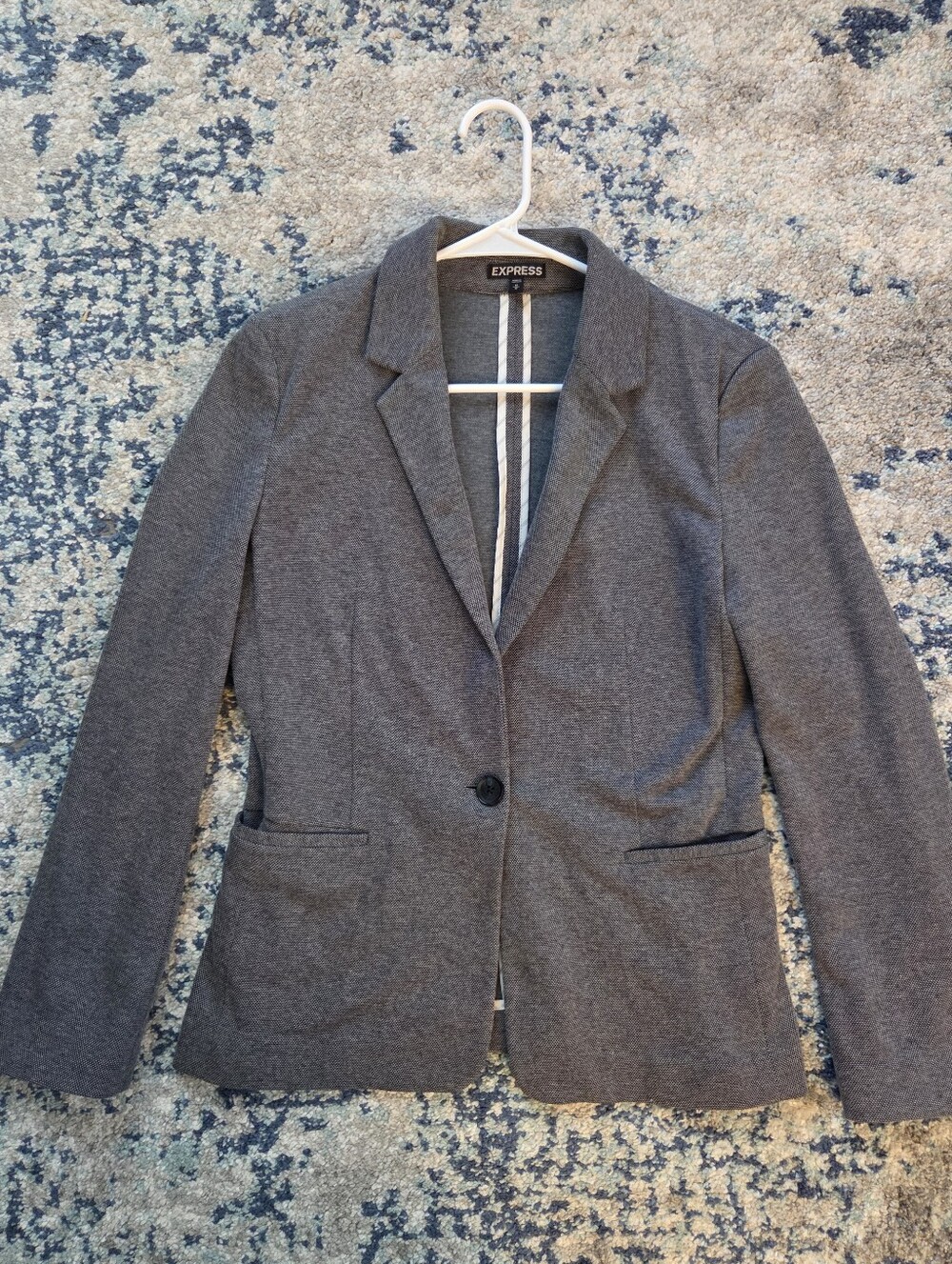 Express Medium Blazer Heather Gray Knit Single Button Workwear Jacket 2014